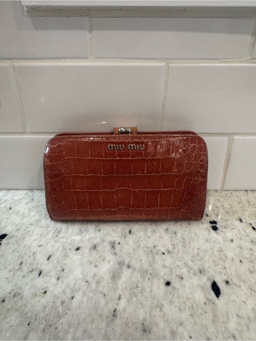 Miu Miu Croc-Embossed Wallet